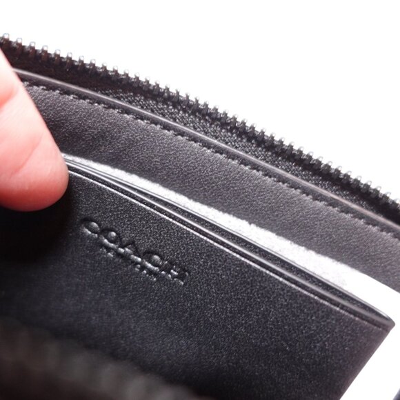 NWT Coach 3In1 L Zip Crossgrain Leather Wallet Black Charcoal Credit Card CJ882 - Picture 8 of 12